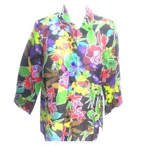 Erin London floral linen blouse. NWT.  Size M.